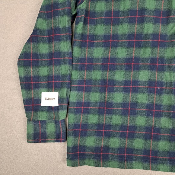 Playboy Flannel Shirt Mens Medium Tartan Plaid Button Up Flap Pocket Pacsun - Picture 8 of 11